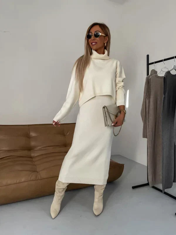 Verona - Conjunto de vestido con cuello alto a juego