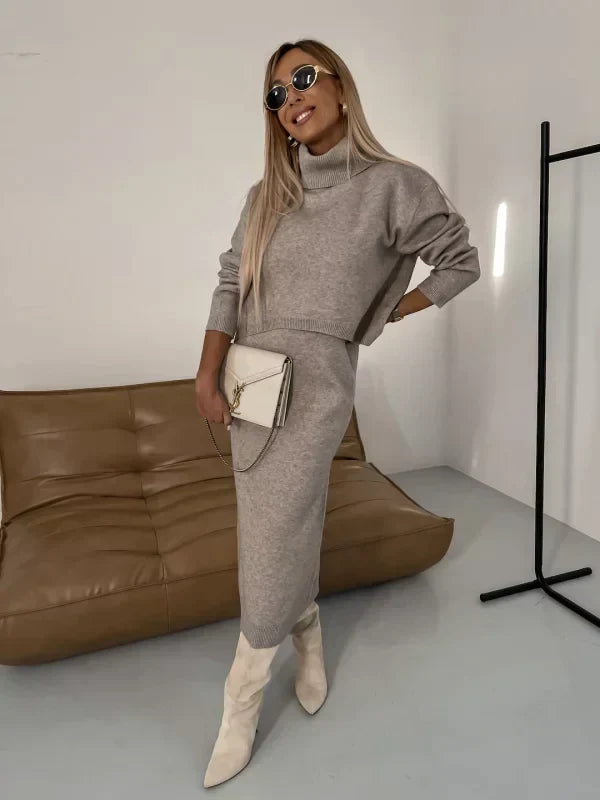 Verona - Conjunto de vestido con cuello alto a juego